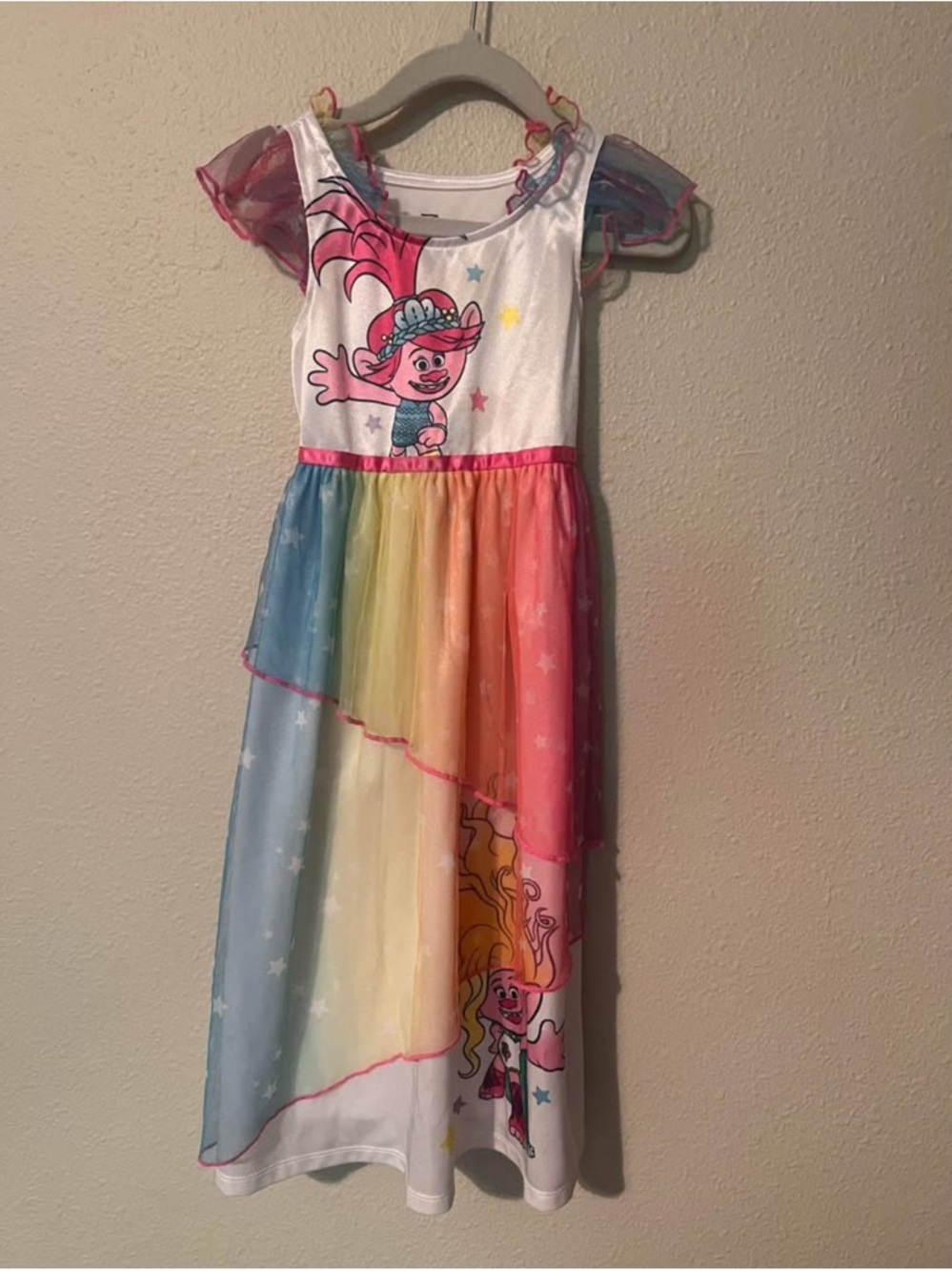 Trolls Rainbow Layered Tulle Dress in Pink, Blue, Yellow & Orange